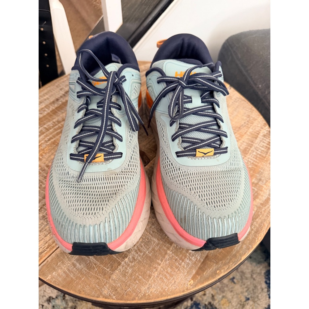 Hoka One One Bondi 7 Blue Haze Ombre Running Shoes Womens 10.5 D Wide BHBI - Picture 2 of 5